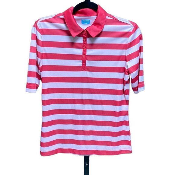 PGA Tour Pink Stripe Polo Shirt Size Medium NWOT - Picture 1 of 5